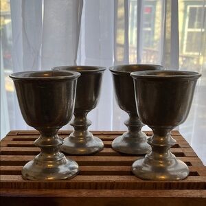 Vintage Wilton Armetale RWP Pewter Plough Tavern 5 1/8” Wine Water Goblets.